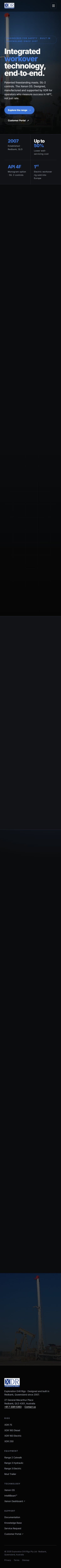 XDR website — mobile scroll, optimised for engineers in the field