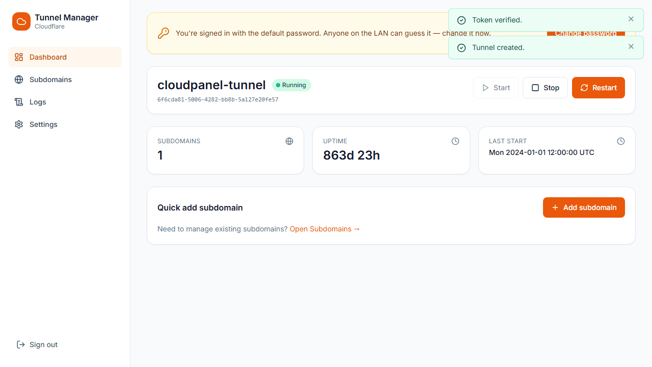 Open source — Bold Agency website hero — Cloudflared UI — browser tunnel manager
